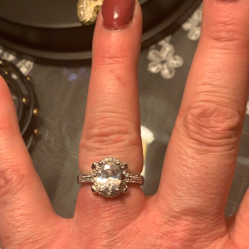 Dominique white gold over sterling silver size 7